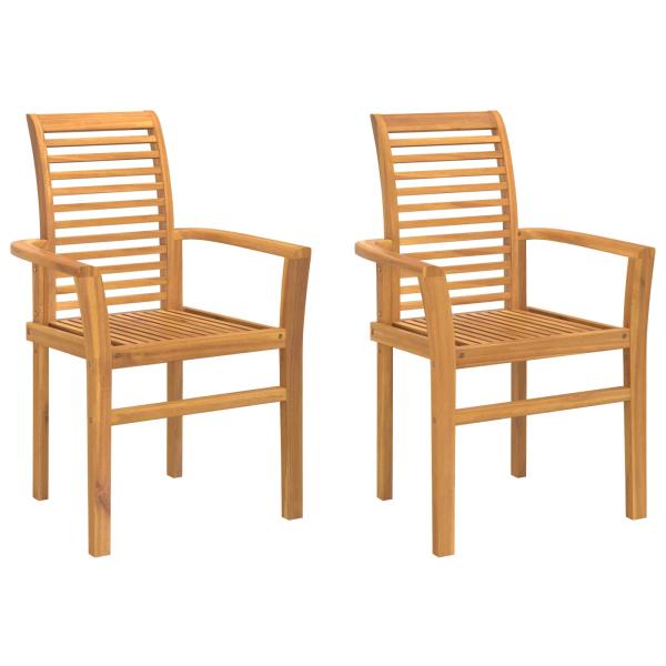 Esszimmerstuhl 2 Stk. Massivholz Teak Braun 62 x 55 x 94 cm