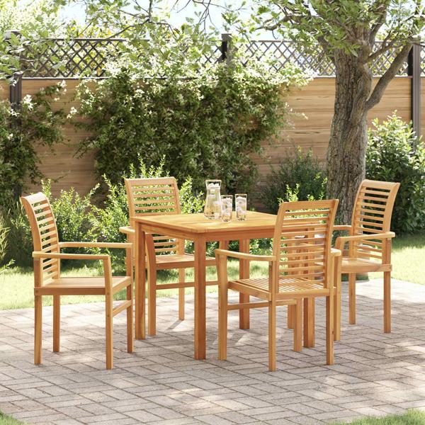 ARDEBO.de - Esszimmerstuhl 4 Stk. Massivholz Teak Braun 62 x 55 x 94 cm