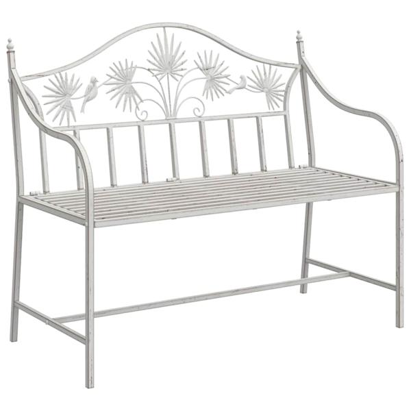 Gartenbank Antik Weiß 104 x 52,5 x 89 cm Stahl
