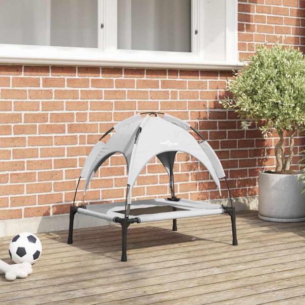 ARDEBO.de - Hundebett 62 x 48 x 61 cm Stahl Silber Grau