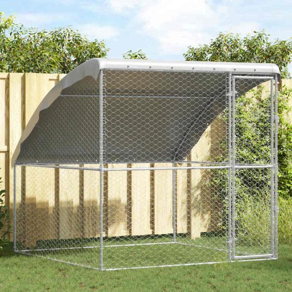 ARDEBO.de - Hundekäfig mit Speicher Silber 2 x 2 x 2 m Verzinkter Stahl
