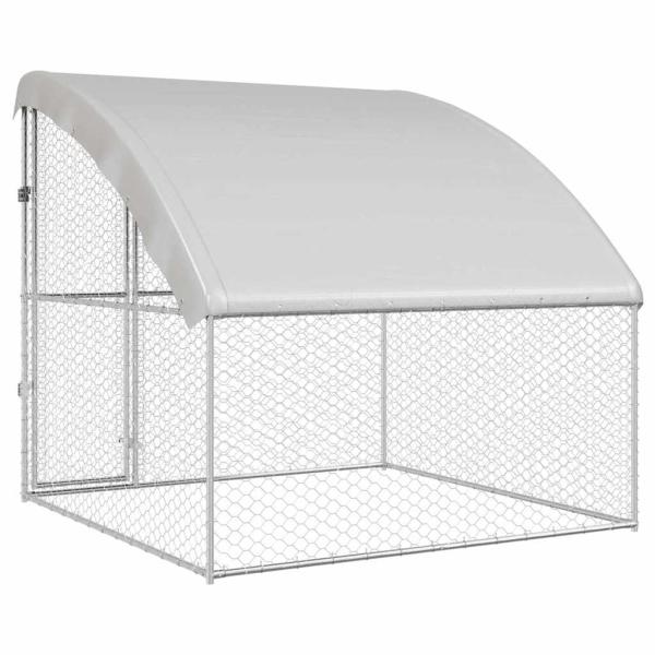Hundekäfig mit Speicher Silber 2 x 2 x 2 m Verzinkter Stahl
