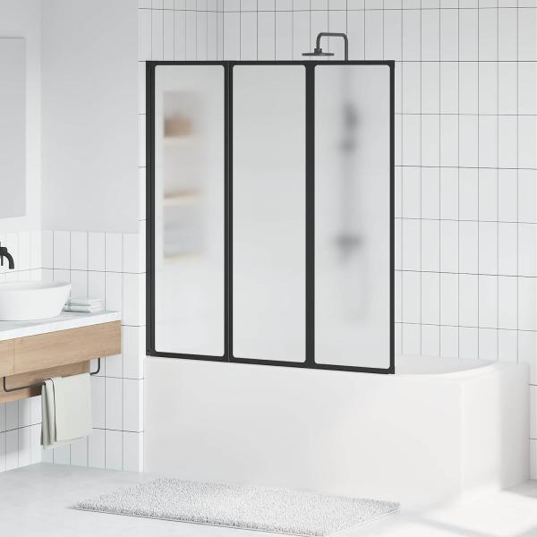 ARDEBO.de - Duschwand Schwarz 132 x 2 x 140 cm Aluminium und PP