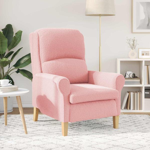 ARDEBO.de - Sessel Rosa Weiches Sherpa-Gewebe