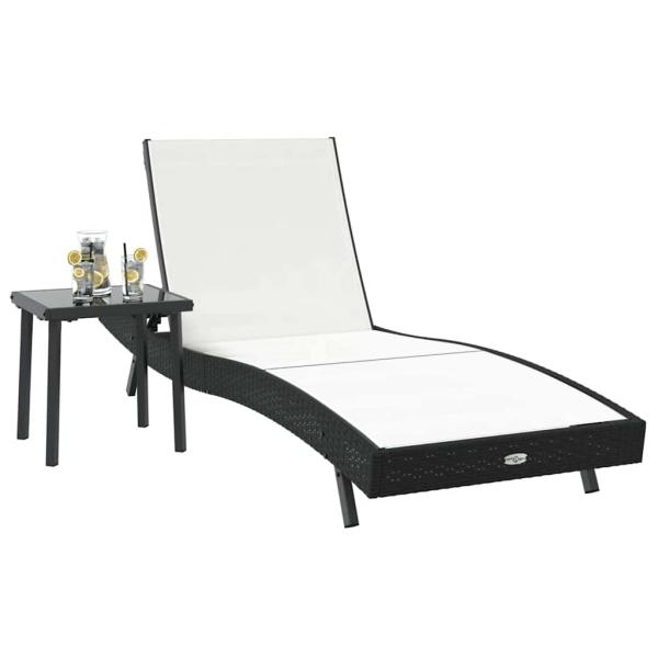 Sonnenliege 2 stk. Poly-Rattan Schwarz und Weiß