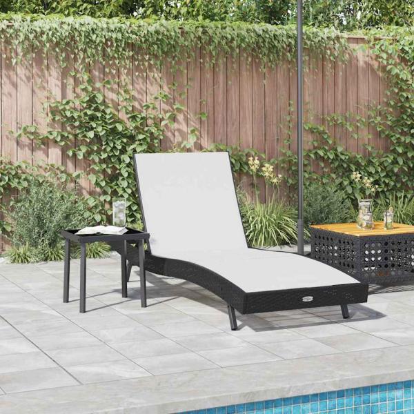 Sonnenliege 2 stk. Poly-Rattan Schwarz und Weiß