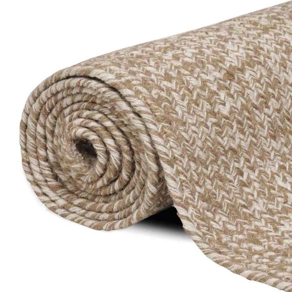 Bereichsteppich Natürlich und Weiß 160 x 230 cm Jute