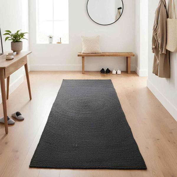 Bereichsteppiche Dunkelgrau 80 x 300 cm Jute