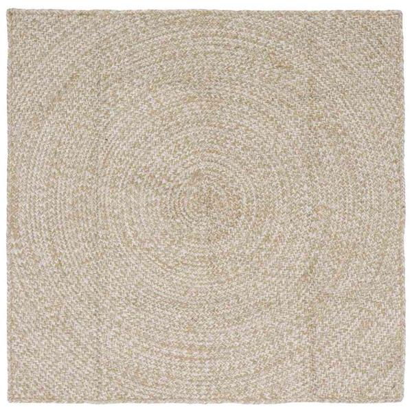 ARDEBO.de - Bereichsteppich Natürlich und Weiß 120 x 120 cm Jute