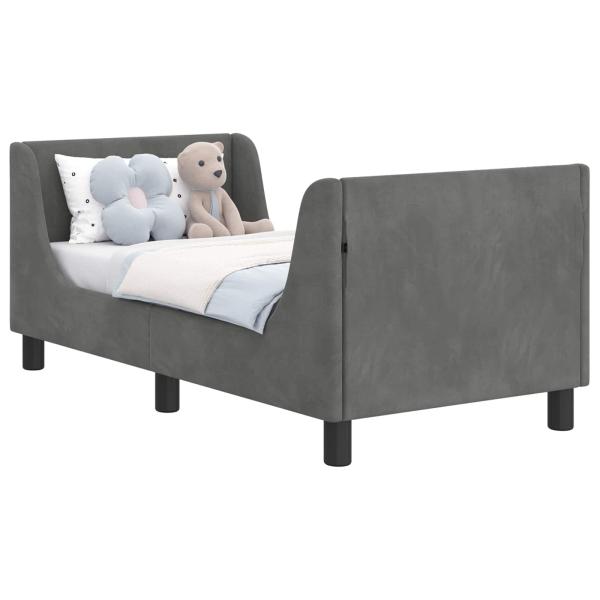 Kinderbettgestell mit Kopfteil Dunkelgrau 70 x 140 cm Samt