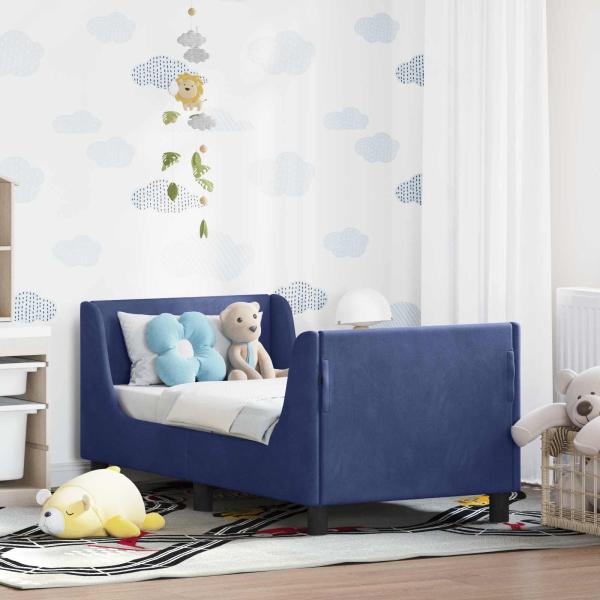 ARDEBO.de - Kinderbettgestell mit Kopfteil Polizeiblau 70 x 140 cm Samt