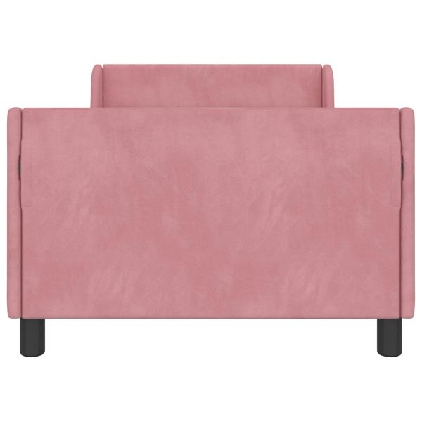 Kinderbettgestell mit Kopfteil Rosa 90 x 190 cm Samt