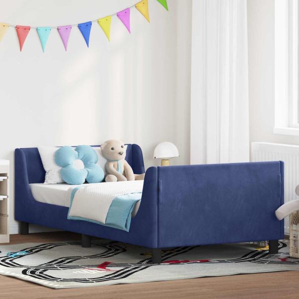 ARDEBO.de - Kinderbettgestell mit Kopfteil Polizeiblau 90 x 190 cm Samt