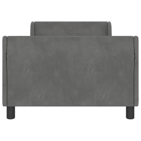 Kinderbettgestell mit Kopfteil Dunkelgrau 90 x 200 cm Samt