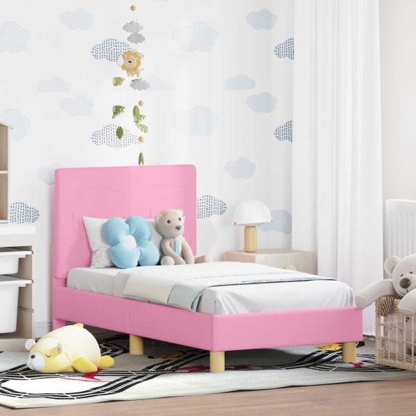 ARDEBO.de - Kinderbettgestell mit Kopfteil Rosa 70 x 140 cm Stoff
