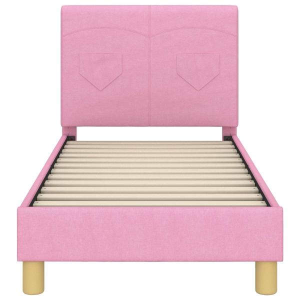Kinderbettgestell mit Kopfteil Rosa 70 x 140 cm Stoff