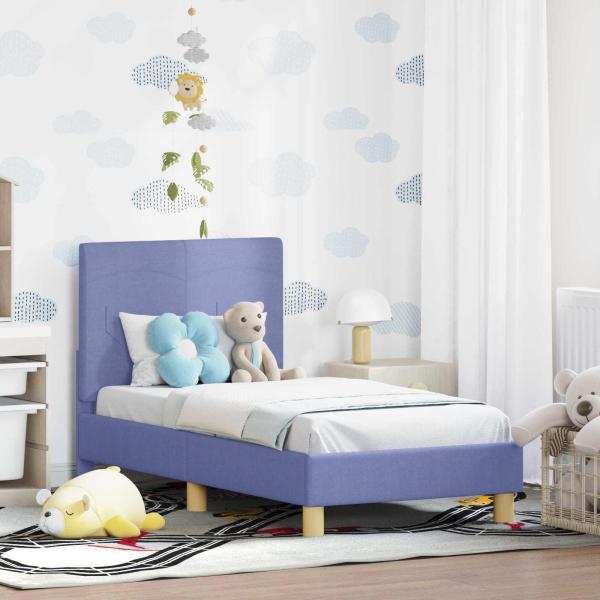 ARDEBO.de - Kinderbettgestell mit Kopfteil Jeans blau 70 x 140 cm Stoff