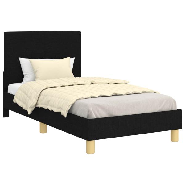 Kinderbettgestell mit Kopfteil Schwarz 80 x 160 cm Stoff
