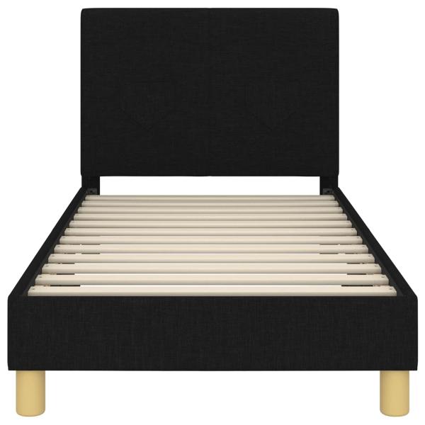 Kinderbettgestell mit Kopfteil Schwarz 80 x 160 cm Stoff