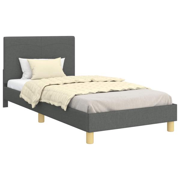 Kinderbettgestell mit Kopfteil Dunkelgrau 80 x 200 cm Stoff