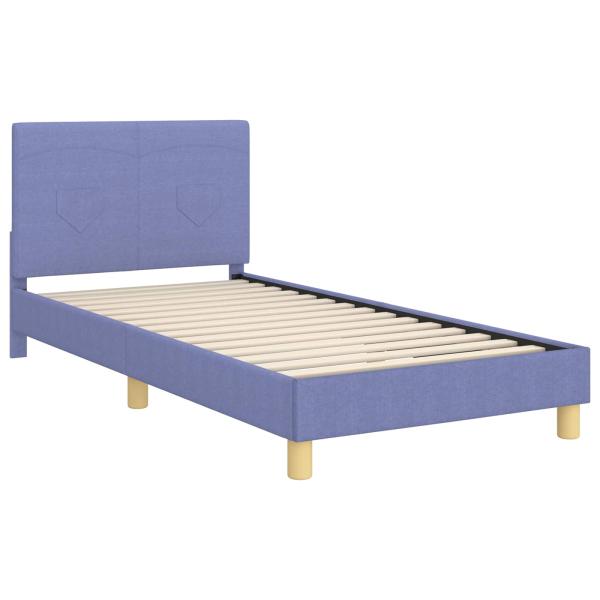 Kinderbettgestell mit Kopfteil Jeans blau 80 x 200 cm Stoff