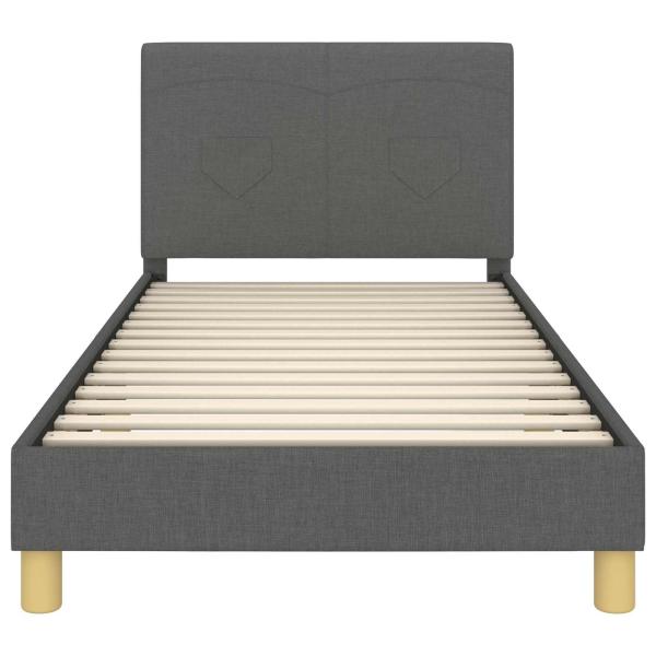 Kinderbettgestell mit Kopfteil Dunkelgrau 90 x 190 cm Stoff