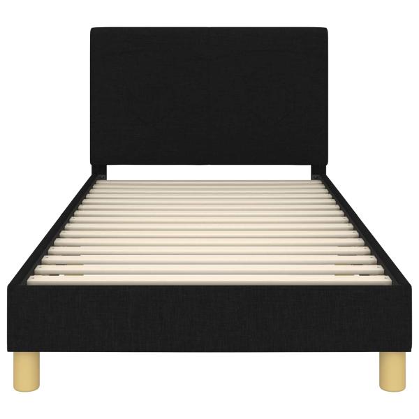Kinderbettgestell mit Kopfteil Schwarz 90 x 190 cm Stoff