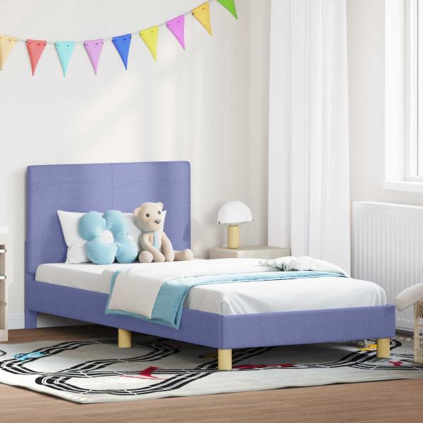 ARDEBO.de - Kinderbettgestell mit Kopfteil Jeans blau 90 x 190 cm Stoff