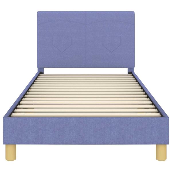 Kinderbettgestell mit Kopfteil Jeans blau 90 x 200 cm Stoff
