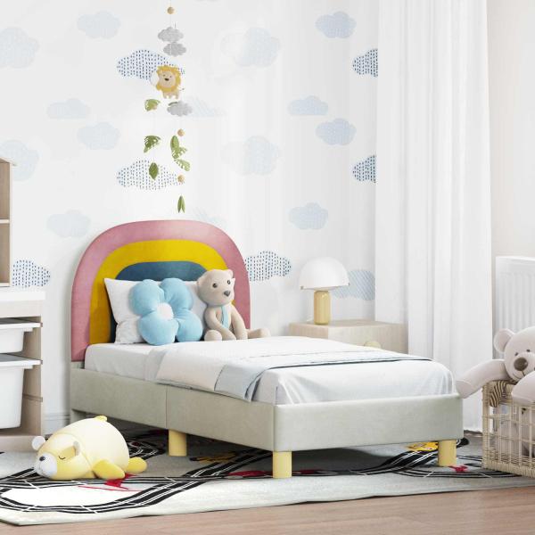 ARDEBO.de - Kinderbettgestell mit Kopfteil Creme 70 x 140 cm Samt
