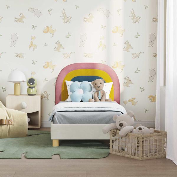 Kinderbettgestell mit Kopfteil Creme 70 x 140 cm Samt