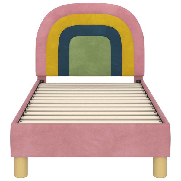Kinderbettgestell mit Kopfteil Rosa 70 x 140 cm Samt