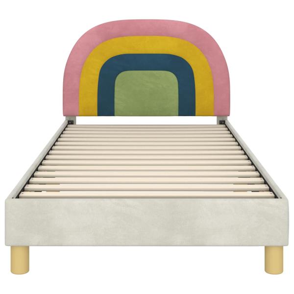 Kinderbettgestell mit Kopfteil Creme 80 x 200 cm Samt