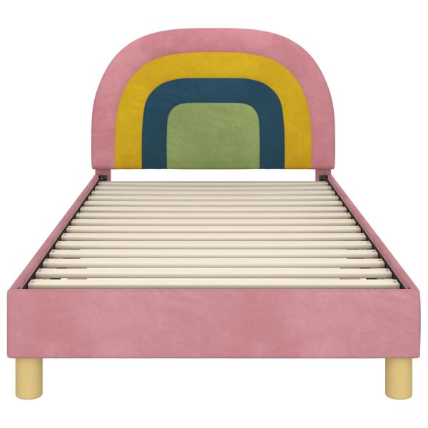 Kinderbettgestell mit Kopfteil Rosa 80 x 200 cm Samt