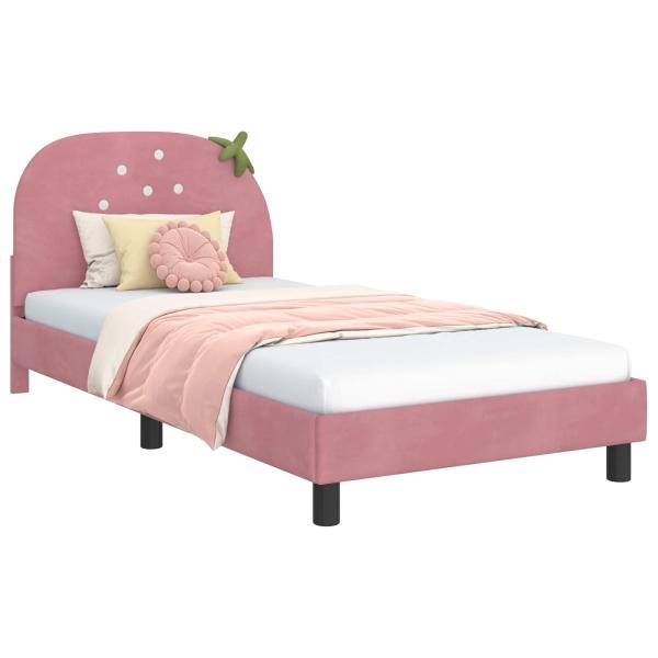 Kinderbettgestell mit Kopfteil Rosa 80 x 200 cm Samt