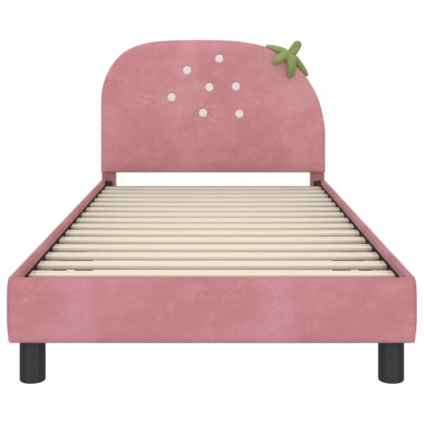 Kinderbettgestell mit Kopfteil Rosa 80 x 200 cm Samt