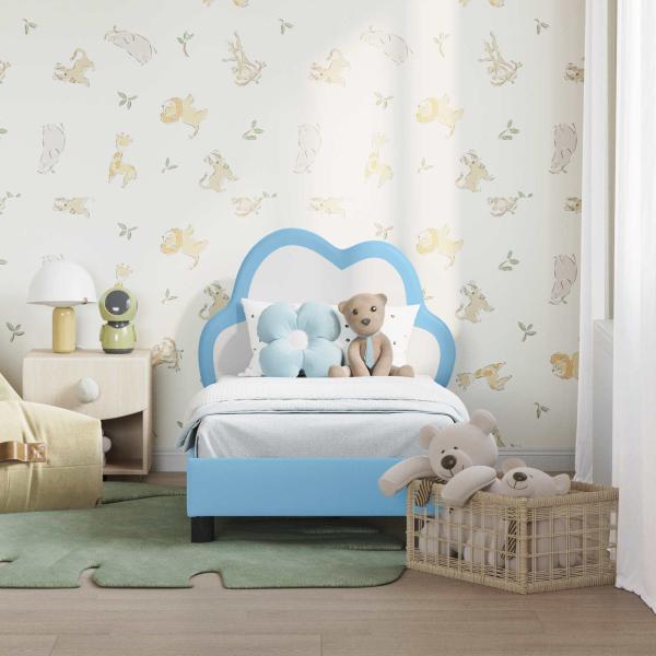 Kinderbettgestell mit Kopfteil Blau 70 x 140 cm PU