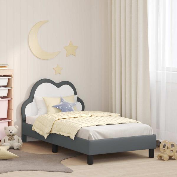 ARDEBO.de - Kinderbettgestell mit Kopfteil Hellgrau 80 x 160 cm PU