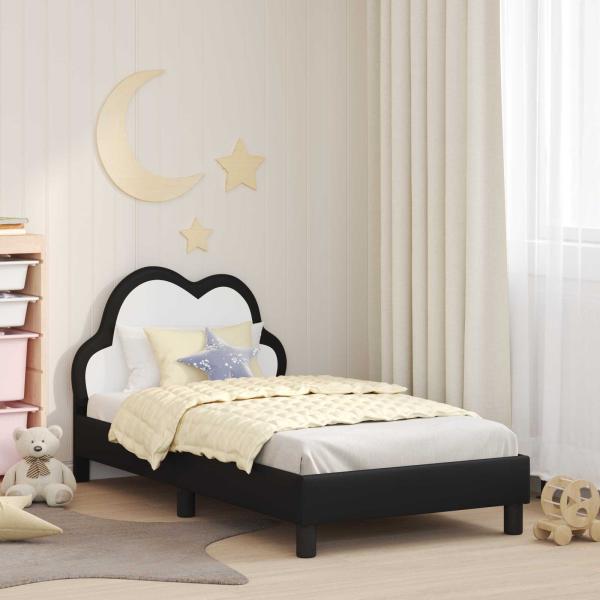 ARDEBO.de - Kinderbettgestell mit Kopfteil Schwarz 80 x 160 cm PU