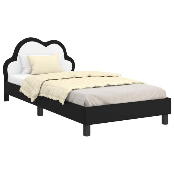 Kinderbettgestell mit Kopfteil Schwarz 80 x 200 cm PU