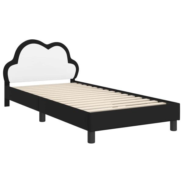Kinderbettgestell mit Kopfteil Schwarz 80 x 200 cm PU