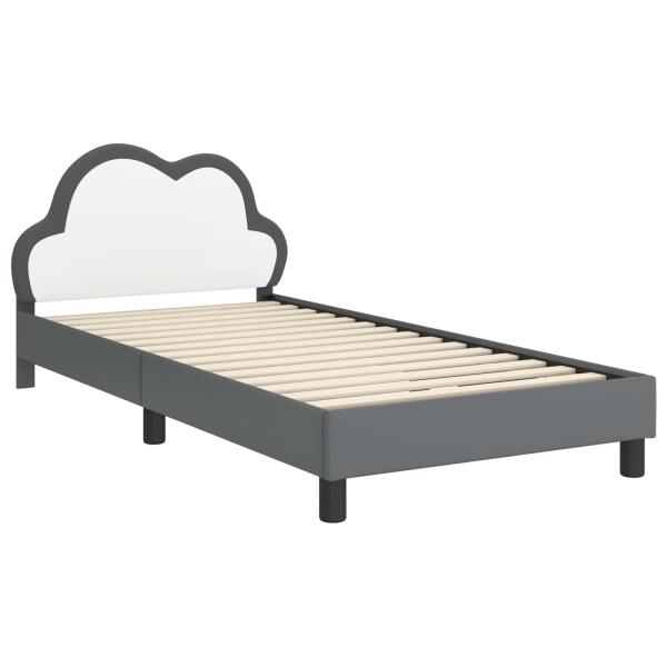 Kinderbettgestell mit Kopfteil Hellgrau 90 x 190 cm PU