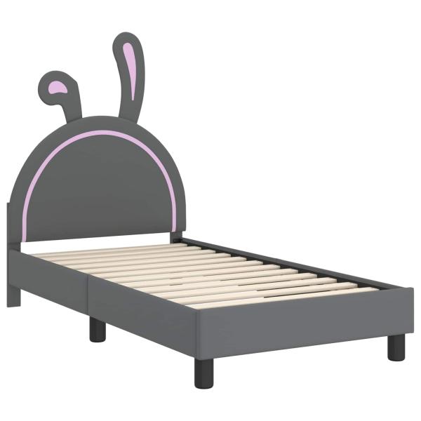 Kinderbettgestell mit Kopfteil Hellgrau 80 x 160 cm PU