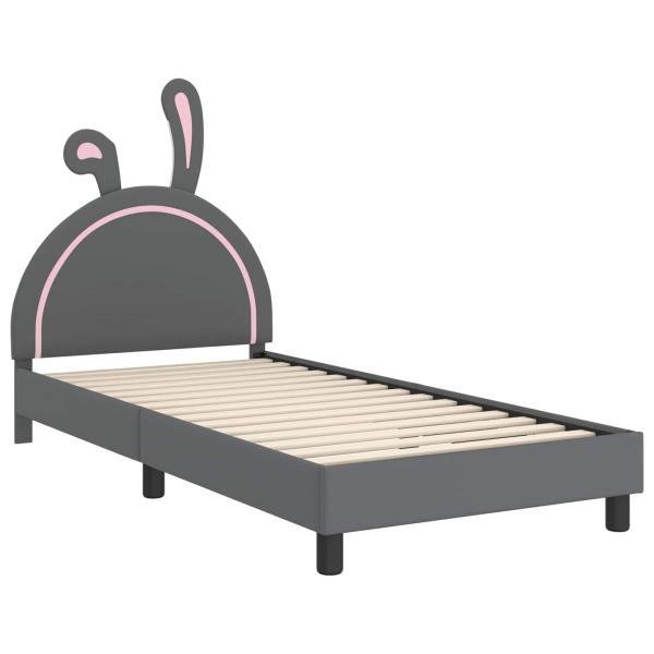 Kinderbettgestell mit Kopfteil Hellgrau 90 x 190 cm PU