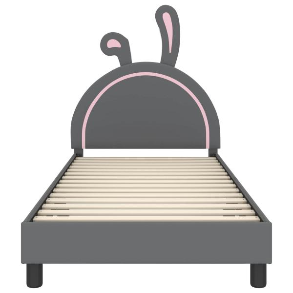 Kinderbettgestell mit Kopfteil Hellgrau 90 x 200 cm PU