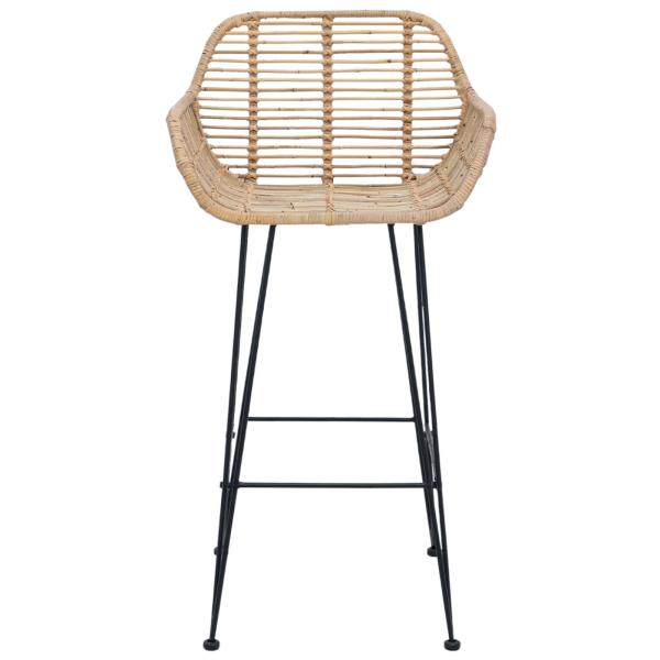 Barstuhl 2 Stk. Natur 55 x 52 x 92 cm Rattan und Eisen