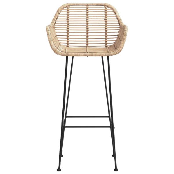 Barstuhl 2 Stk. Natur 55 x 52 x 105 cm Rattan und Eisen