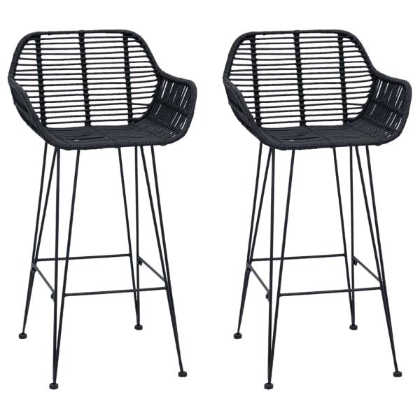 Barstuhl 2 stk. Schwarz 55 x 52 x 92 cm Rattan und Eisen