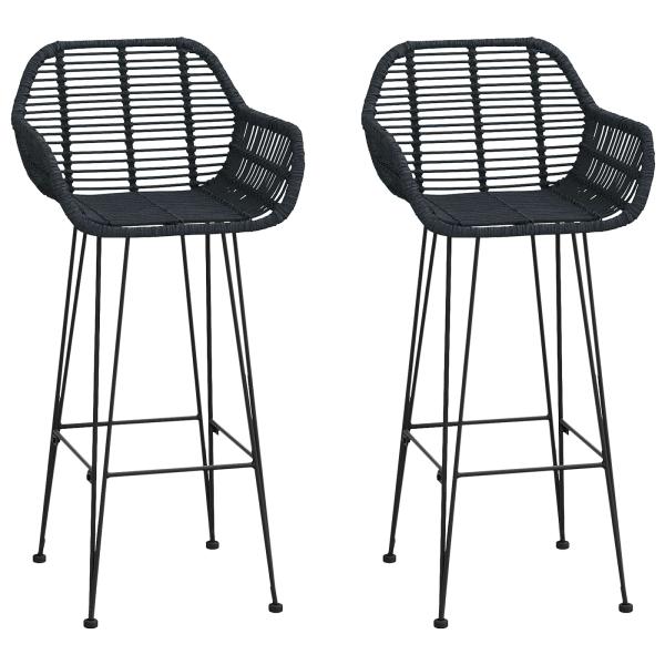 Barstuhl 2 Stk. Schwarz 55 x 52 x 105 cm Rattan und Eisen