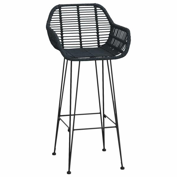 Barstuhl 2 Stk. Schwarz 55 x 52 x 105 cm Rattan und Eisen